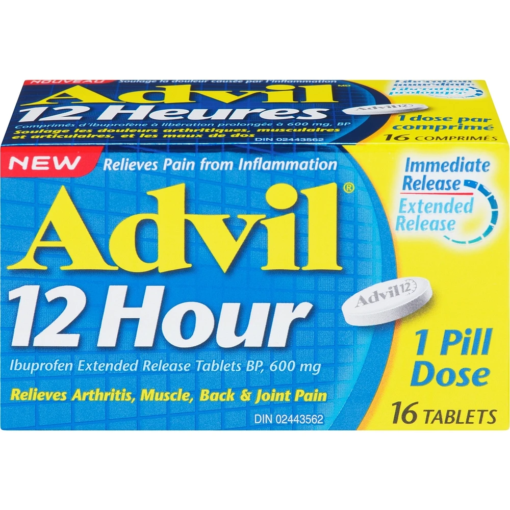 Advil 12 Hour Tablets for Extended Pain Relief, 600 mg Ibuprofen
