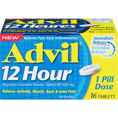 Advil 12 Hour Tablets for Extended Pain Relief, 600 mg Ibuprofen