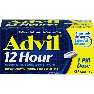 Advil 12 heures, pour un soulagement prolongé de la douleur, 600 mg d’ibuprofène