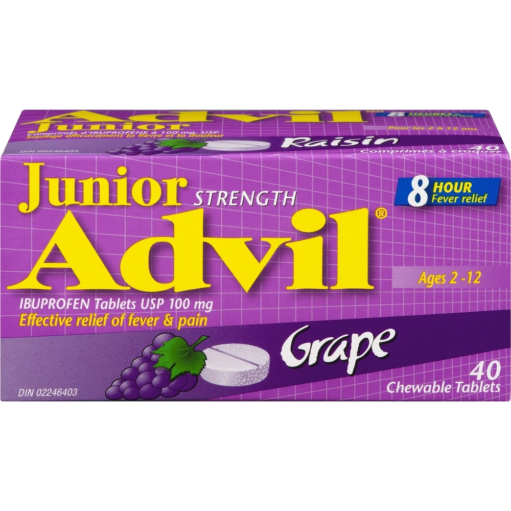 Advil Junior Comprimés d'ibuprofène à 100 mg, USP, Raisin