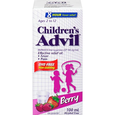 Advil pour Enfants Suspension, Sans Colorant, Baie, 100 ml