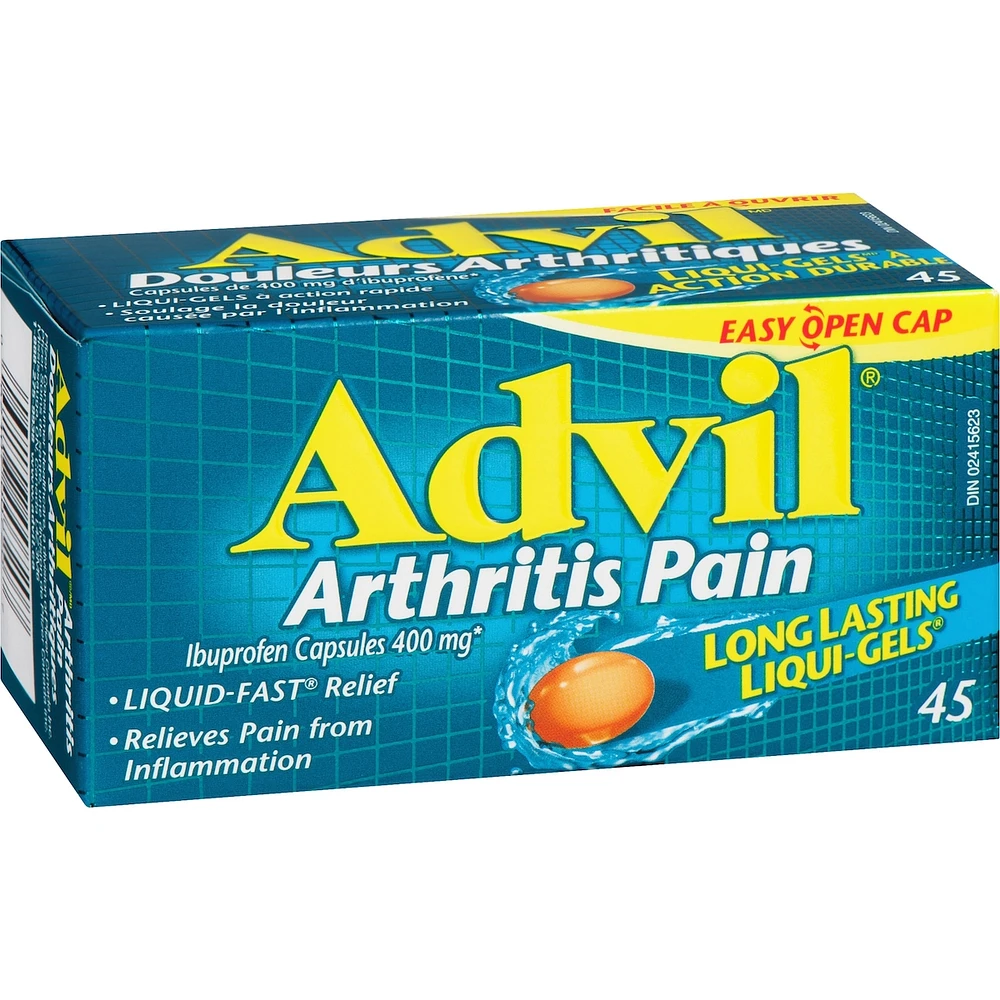 Advil Arthritis Pain Ibuprofen Capsules 400 mg 45 Long Lasting Liqui-Gels