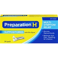 Preparation H® Multi-Symptom Hemorrhoid Treatment Suppositories with Bio-Dyne, 24-Count