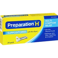 Preparation H® Multi-Symptom Hemorrhoid Treatment Suppositories with Bio-Dyne, 24-Count