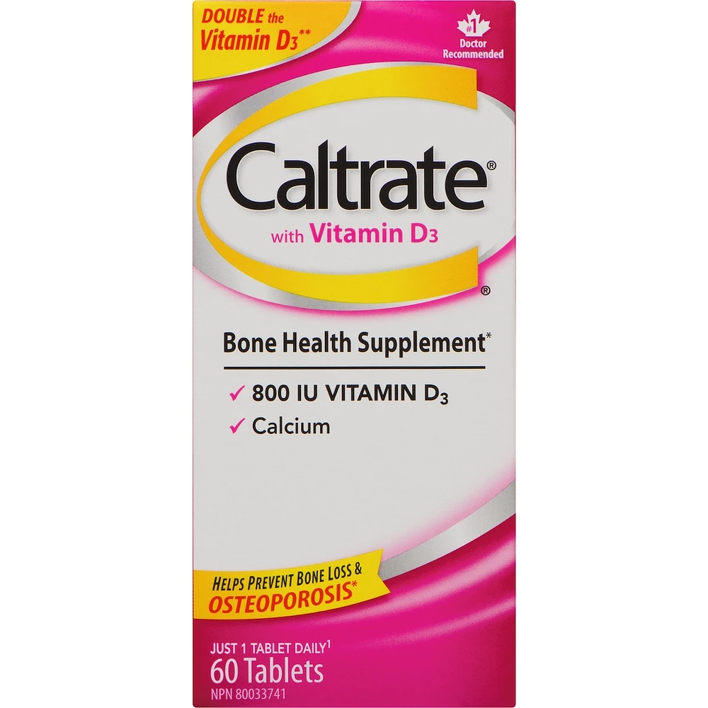 Caltrate Calcium & Vitamin D3 Bone Health Supplement Tablets, 60 Count
