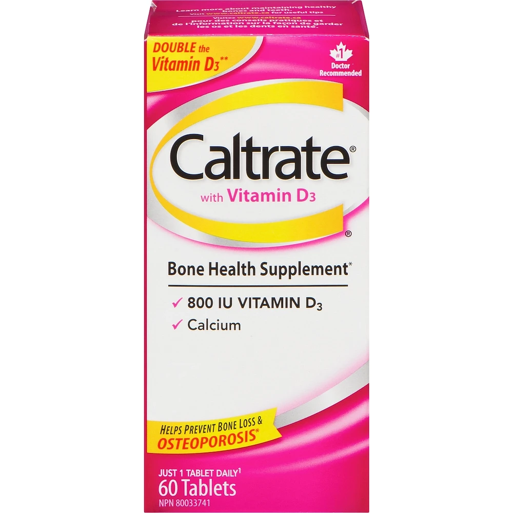 Caltrate Calcium & Vitamin D3 Bone Health Supplement Tablets, 60 Count