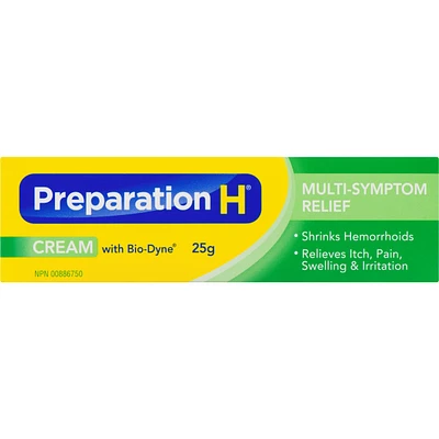 Preparation H® Multi-Symptom Hemorrhoid Treatment Cream with Bio-Dyne, 25g Tube