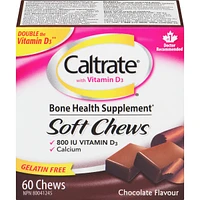Caltrate Calcium & Vitamin D3 Bone Health Supplement Soft Chews, Chocolate, 60 Count