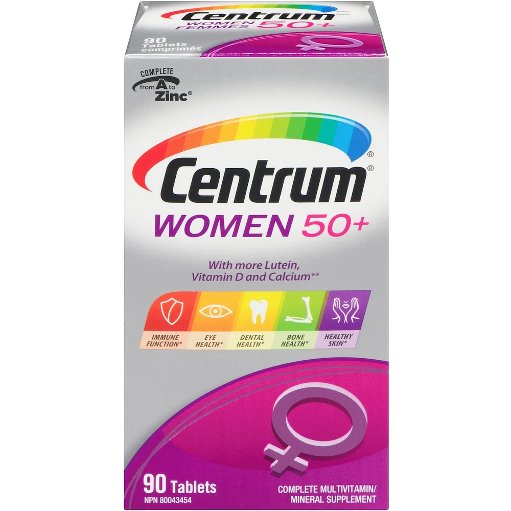 Centrum Women 50+ Multivitamin and Multimineral Supplement Tablets, 90 Count