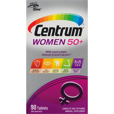 Centrum Women 50+ Multivitamin and Multimineral Supplement Tablets, 90 Count