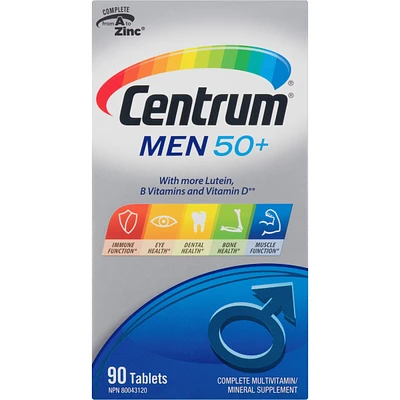 Centrum Men 50+ Multivitamin and Multimineral Supplement Tablets, 90 Count