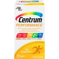 Centrum Performance Multivitamin and Multimineral Supplement Tablets with Ginseng, 75 Count