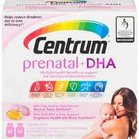 Centrum Prenatal+DHA Multivitamin Supplement with DHA/EPA Omega 3 Combo Pack, 120 Total Count