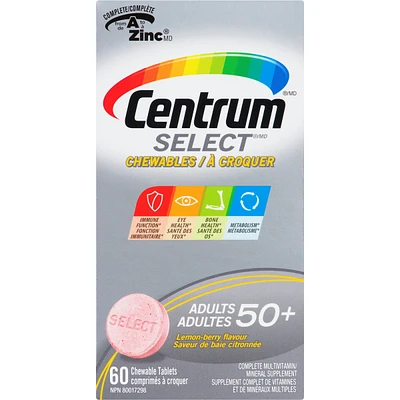Centrum Select Chewables Adults 50+ Multivitamin Supplement Chewable Tablets, 60 Count
