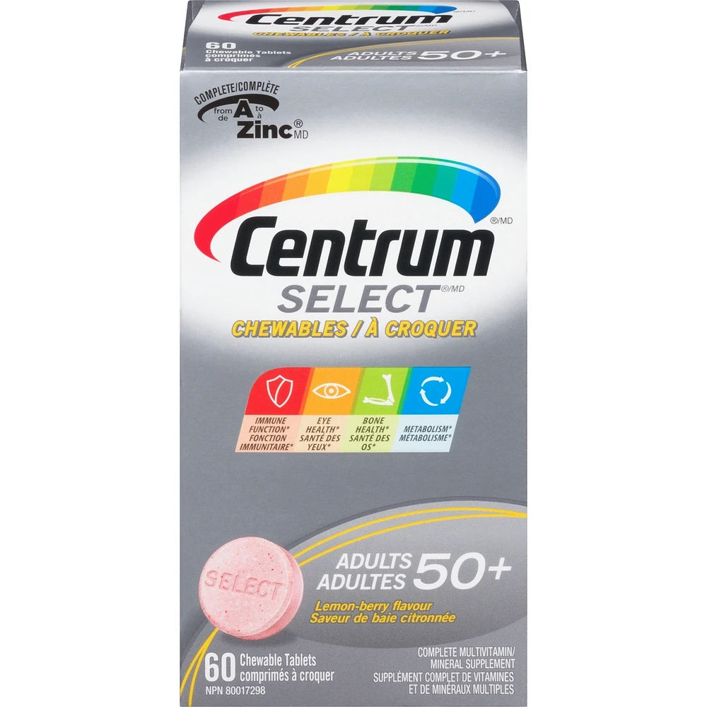 Centrum Select Chewables Adults 50+ Multivitamin Supplement Chewable Tablets, 60 Count