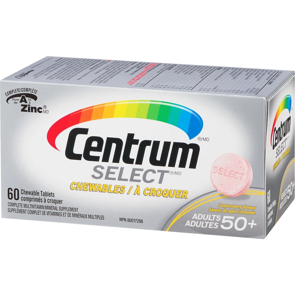 Centrum Select Chewables Adults 50+ Multivitamin Supplement Chewable Tablets, 60 Count
