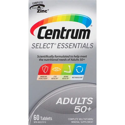 Centrum Select Essentials Adults 50+ Multivitamin and Multimineral Supplement Tablets