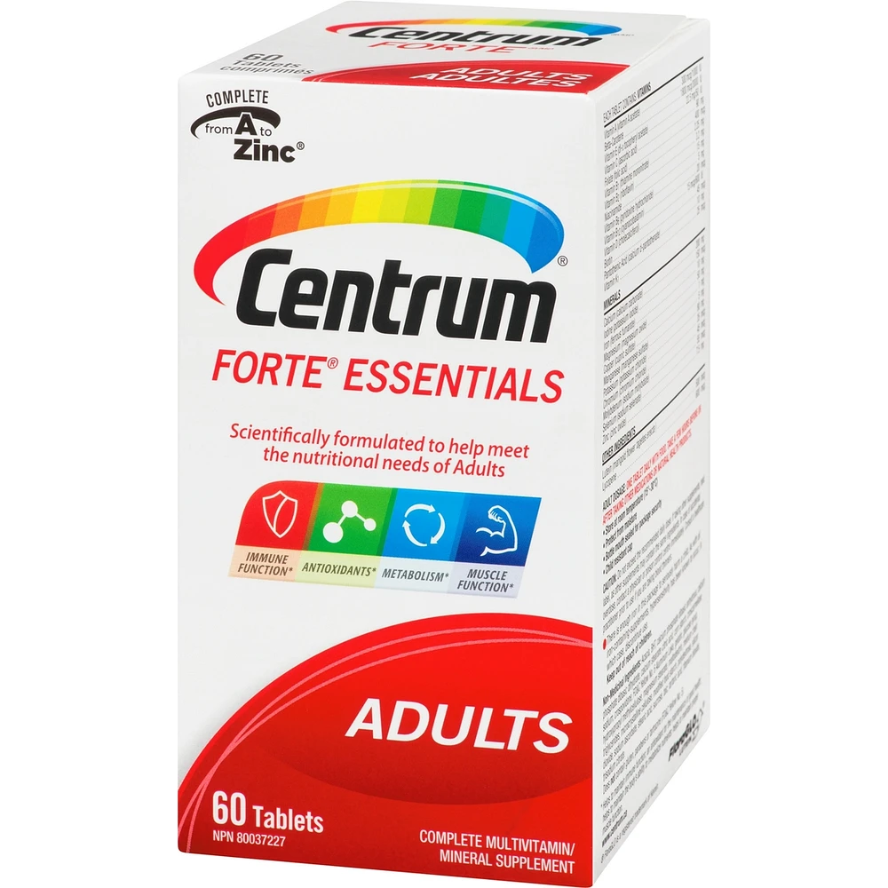 Centrum Forte Essentials Adult Multivitamin and Multimineral Supplement Tablets