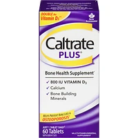 Caltrate Plus Calcium & Vitamin D3 Bone Health Supplement Tablets, 60 Count