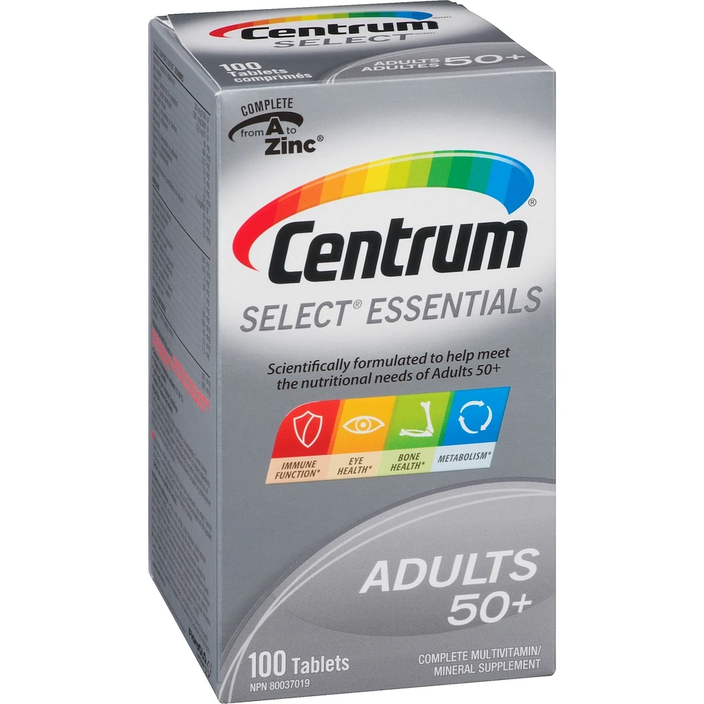 Centrum Select Essentiels 50+, un supplément complet de vitamines et de minéraux