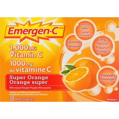 Emergen-C Vitamin C & Mineral Supplement Fizzy Drink Mix, Super Orange