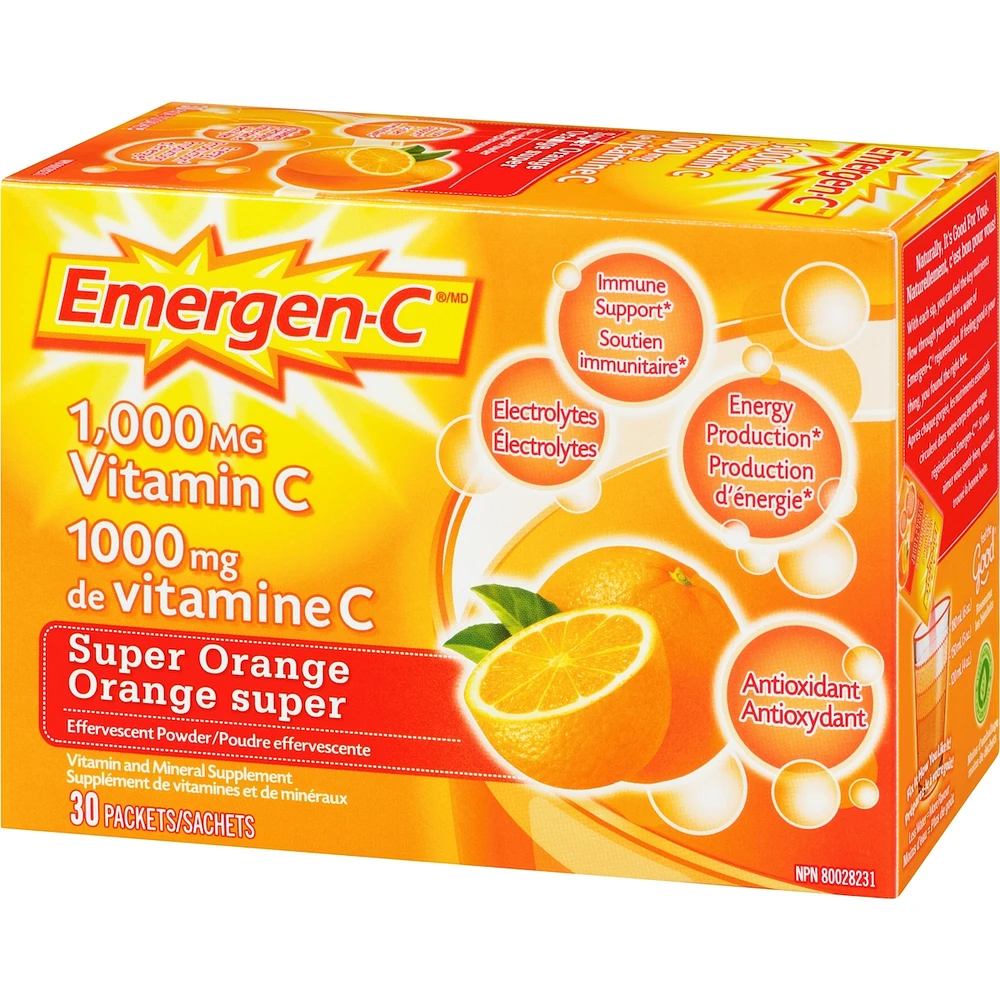 Emergen-C Vitamin C & Mineral Supplement Fizzy Drink Mix, Super Orange