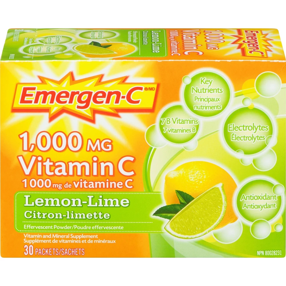 Vitamin C & Mineral Supplement Fizzy Drink Mix, Lemon Lime