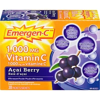 Emergen-C Vitamin C & Mineral Supplement Fizzy Drink Mix, Acai Berry, 30 Packets