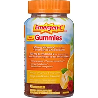 Emergen-C Gummies 500mg Vitamin C Supplement, Orange, Tangerine & Raspberry Flavours