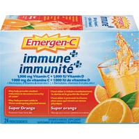 Emergen-C Immune+ Vitamin C & Mineral Supplement Fizzy Drink Mix, Super Orange