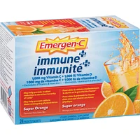 Emergen-C Immune+ Vitamin C & Mineral Supplement Fizzy Drink Mix, Super Orange