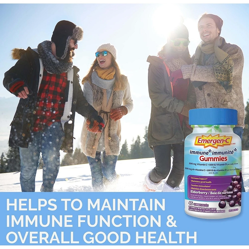 Immune+ Gummies 500mg Vitamin C and Multivitamin Supplement, Elderberry Flavour
