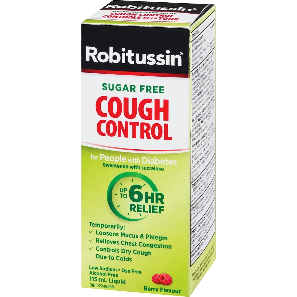 Robitussin Cough Control Liquid People with Diabetes Berry Flavour 115 ml