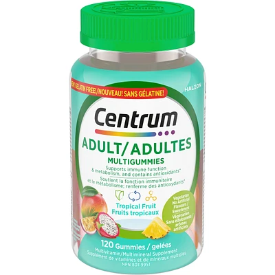 Adult MultiGummies Tropical Fruit Multivitamin and Multimineral Supplement, Pineapple-Mango, Dragonfruit, and Passionfruit Flavours
