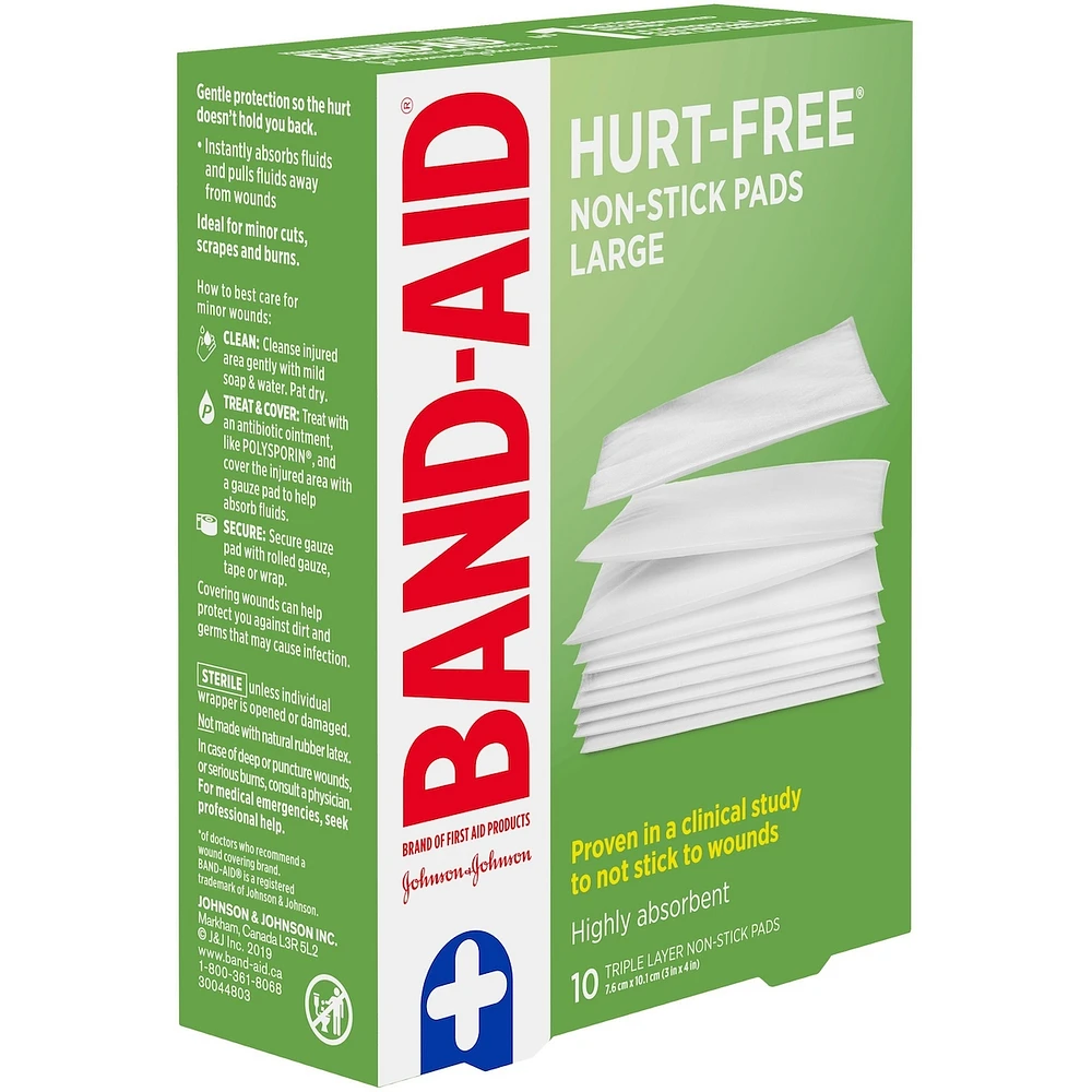 HURT-FREE Non-Stick Pads Large, 7.6 Centimetres by 10.1 cm, 10 Pads