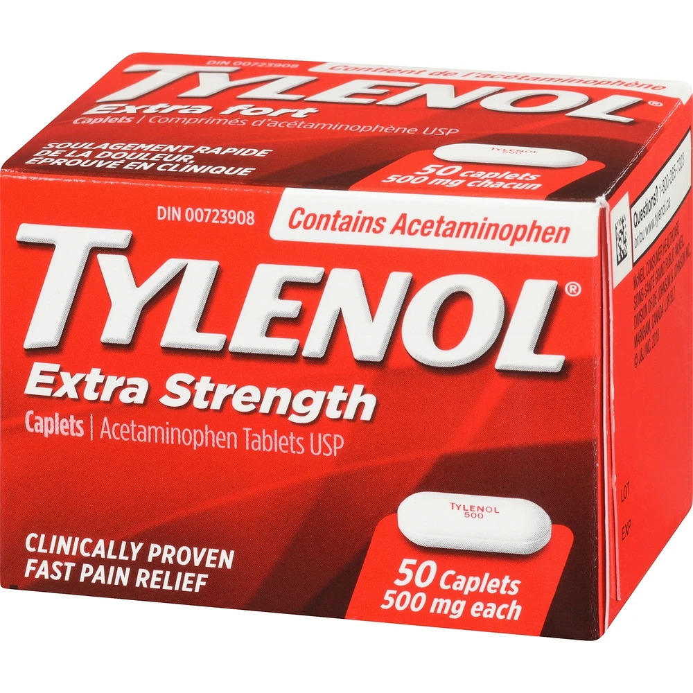 Acétaminophène à 500 mg, extra fort, caplets