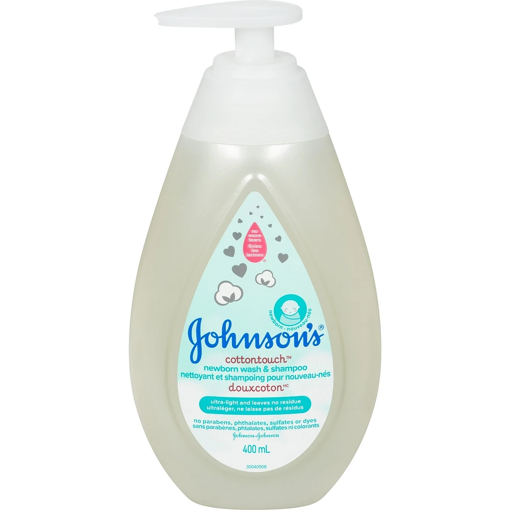 Johnson's Baby Newborn Bath Wash and Shampoo, CottonTouch Body Wash 400mL