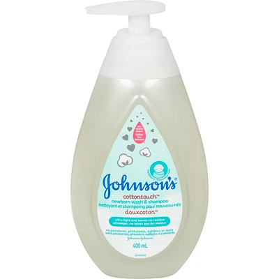 Johnson's Baby Newborn  Bath Wash and Shampoo, CottonTouch Body Wash 400mL