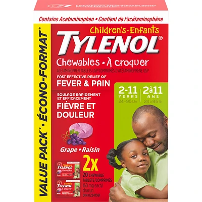 Childrens Medicine, Fever  Pain, Chewables, Grape