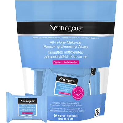 All-in-One Makeup Removing Cleansing Wipe, Waterproof Mascara Removal, Plant Based Biodegradable Wipes