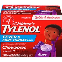 Children's Medicine Fever and Sore Throat, Chewables, Grape