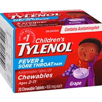Children's Medicine Fever and Sore Throat, Chewables, Grape