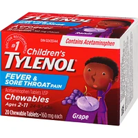 Children's Medicine Fever and Sore Throat, Chewables, Grape