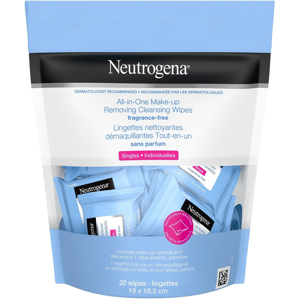 All-in-One Makeup Removing Cleansing Wipes, Waterproof Mascara Removal, Fragrance Free, Plant Based Biodegradable Wipes