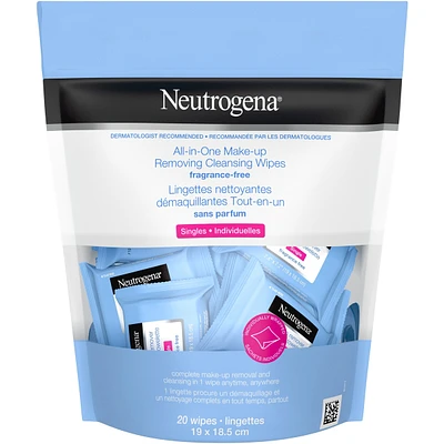All-in-One Makeup Removing Cleansing Wipes, Waterproof Mascara Removal, Fragrance Free, Plant Based Biodegradable Wipes