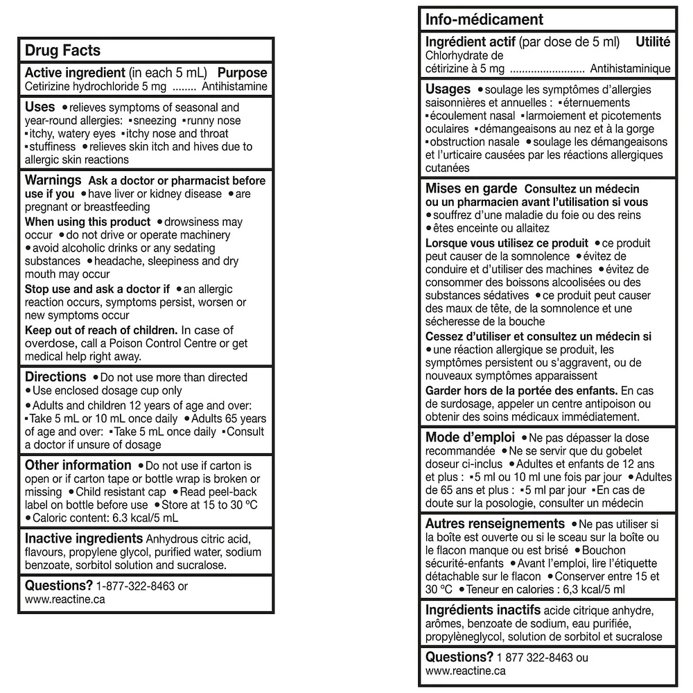 Allergy Liquid Medicine, with Cetirizine Hydrochloride, White Grape Flavour