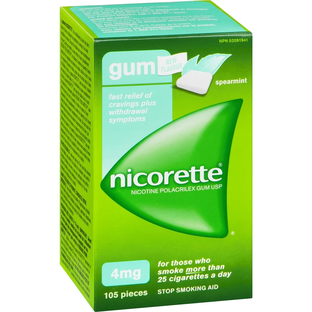 Nicotine Gum, 4 mg, Spearmint