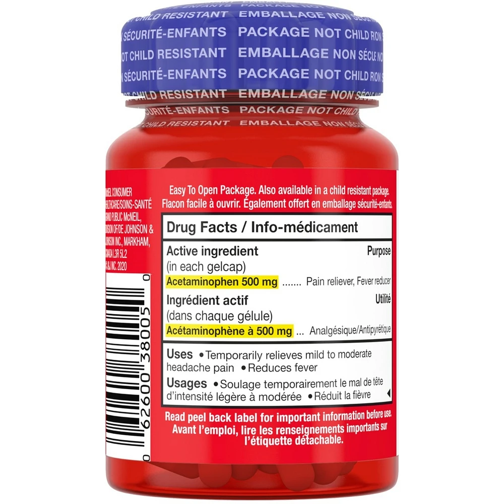Tylenol Extra Strength Pain Relief Acetaminophen 500mg Rapid Release Gels, 120 Count