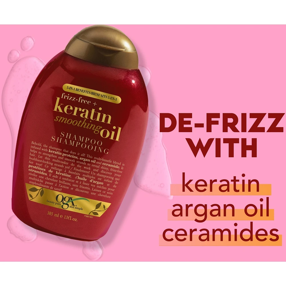 Frizz-Free + Keratin Smoothing Oil Shampoo, 5 in 1, for Frizzy or Shiny Hair