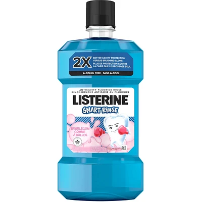 Listerine Smart Rinse Kids Mouthwash, Bubble Gum, Alcohol-Free, 500mL